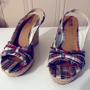 Plaid wedge heel